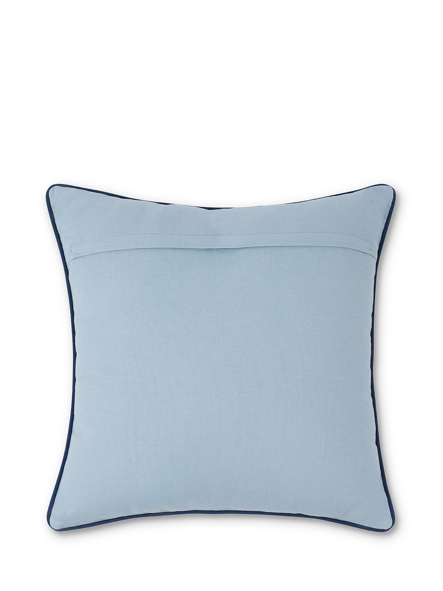Cuscino cotone ricamo marino 45x45cm, Azzurro, large image number 1
