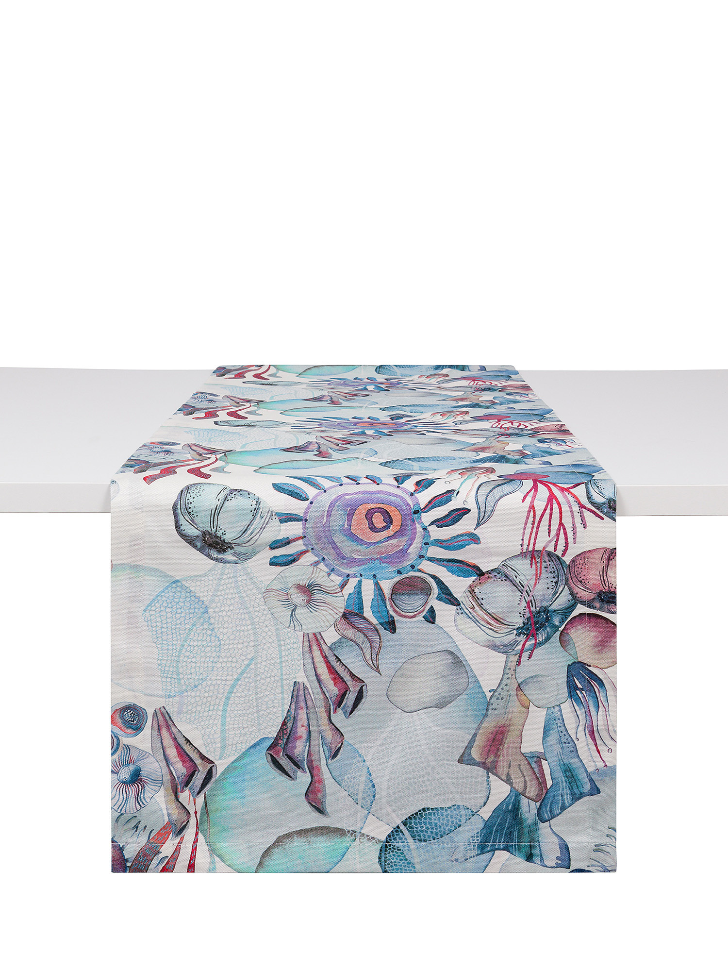 Runner panama di cotone stampa fondale marino, Multicolor, large image number 0