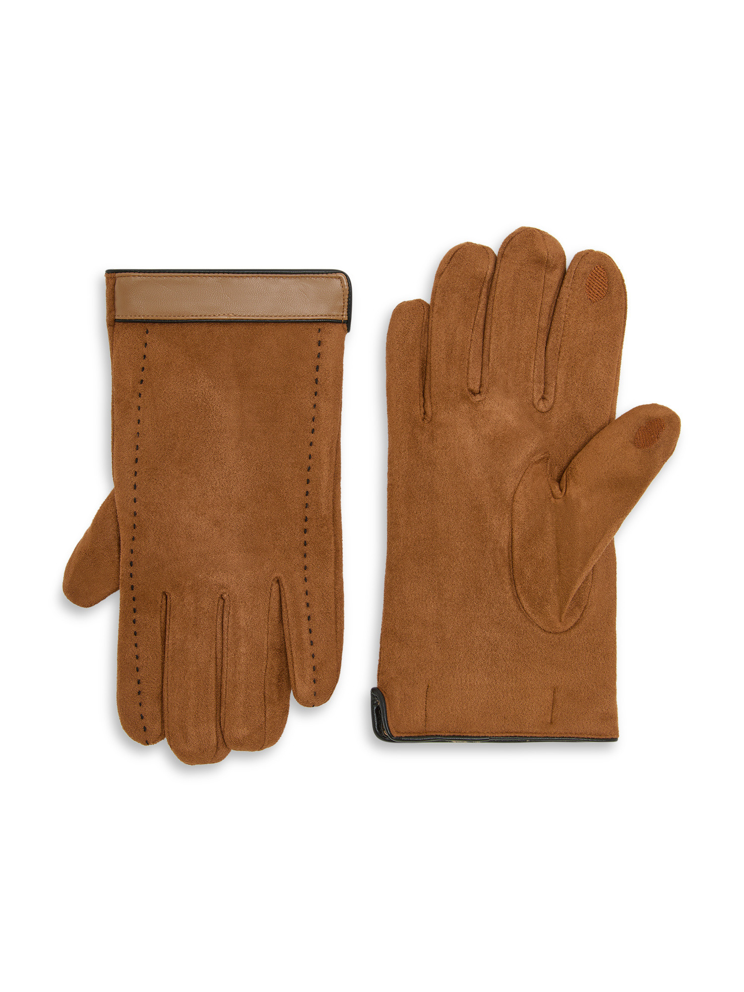 Luca D'Altieri - Gloves in peach fabric, Brown, large image number 0