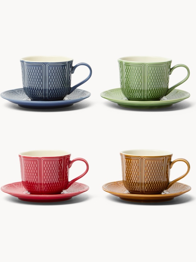 Set of 6 stoneware tea cups