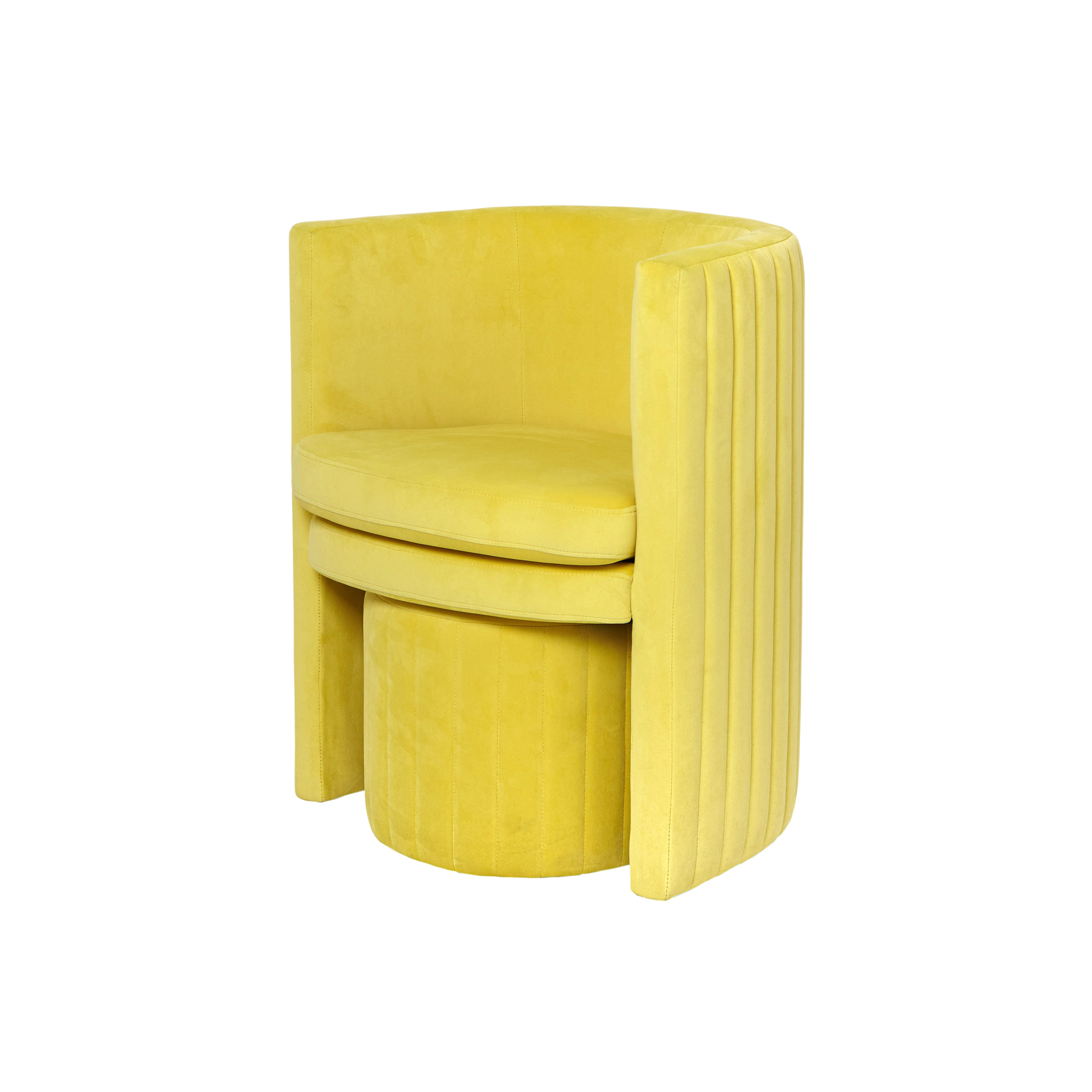 Round armchair and stool set, Yellow, large image number 2