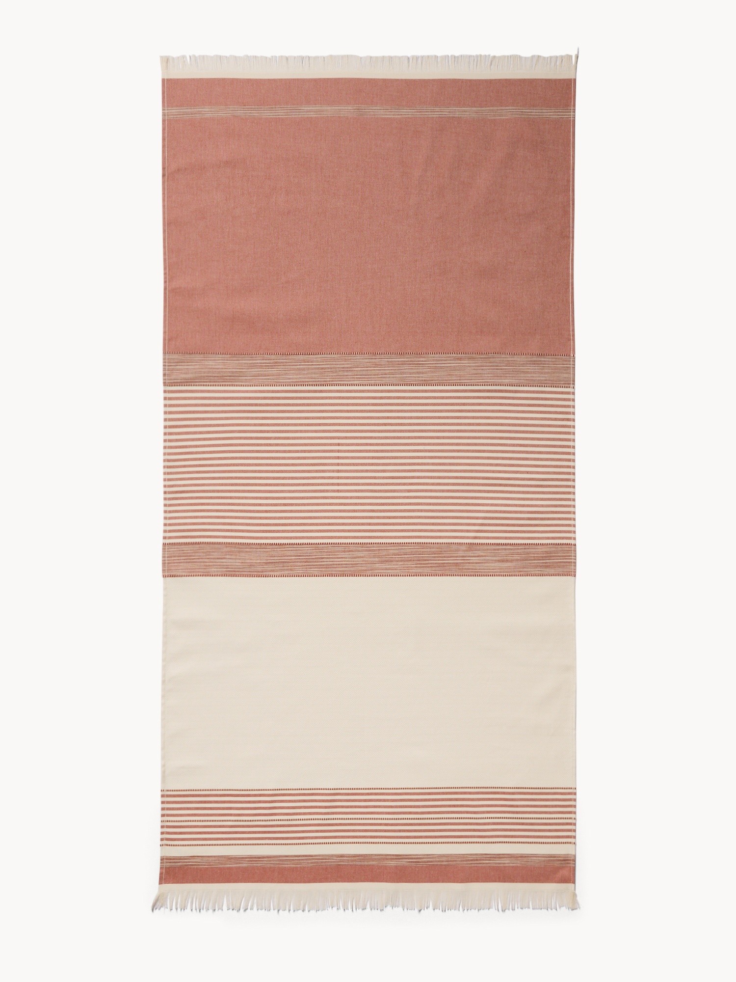 Fringed pure cotton hammam beach towel - Introductory price, Brick Red, large image number 0