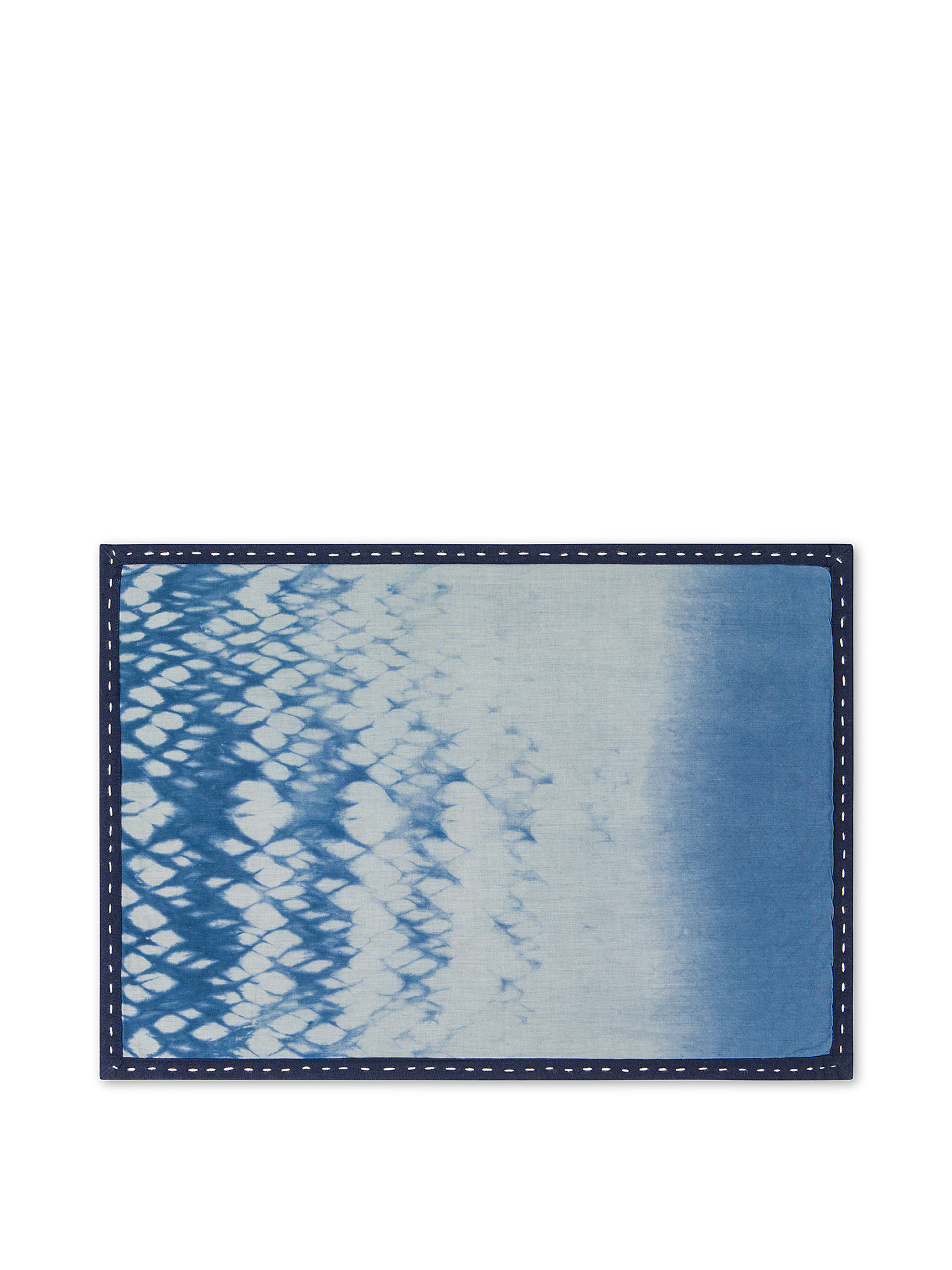 Tovaglietta in puro cotone tie dye, Bianco/Blu, large image number 0