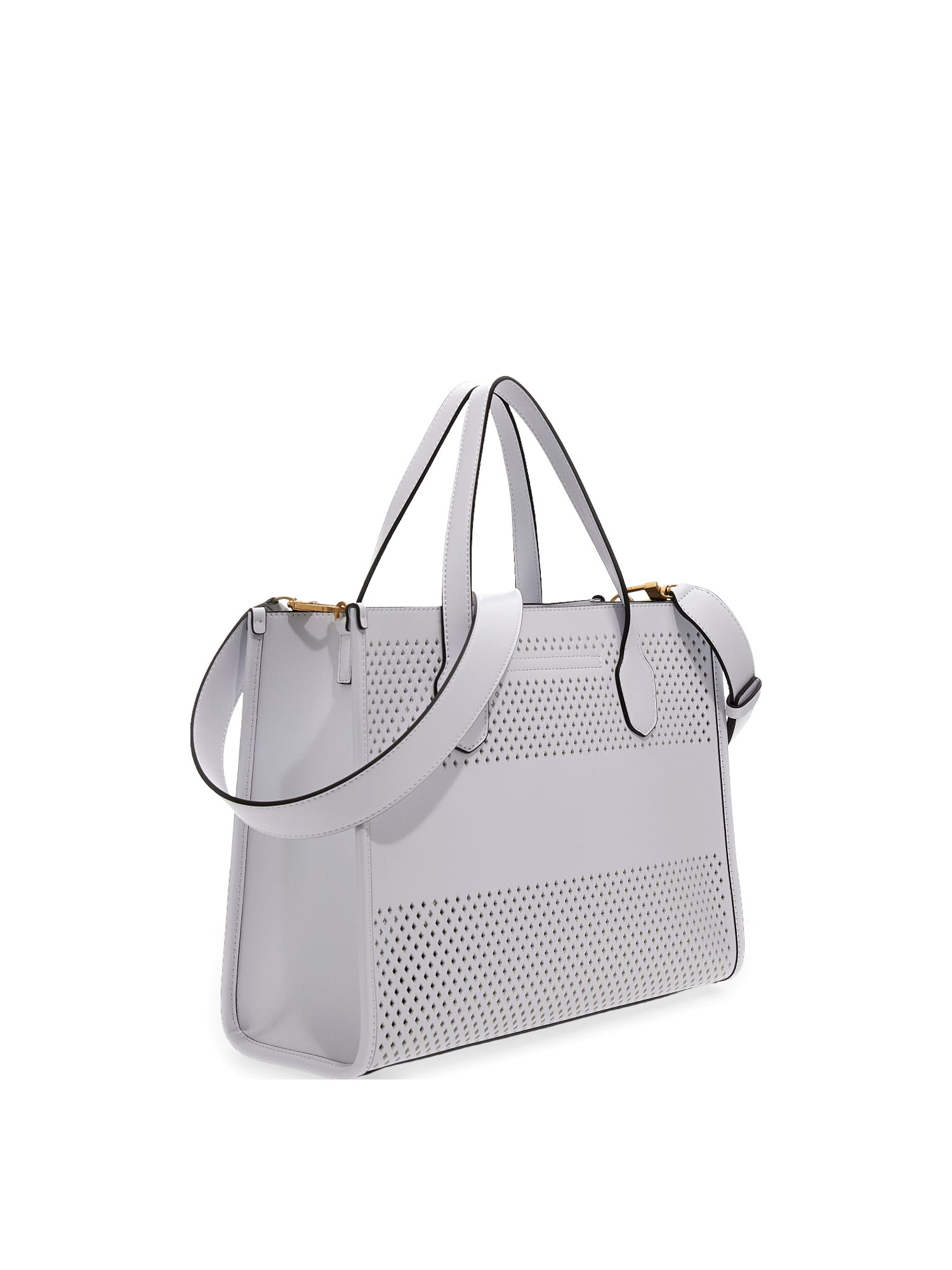 Guess - Katey perforated handbag, White, large image number 1