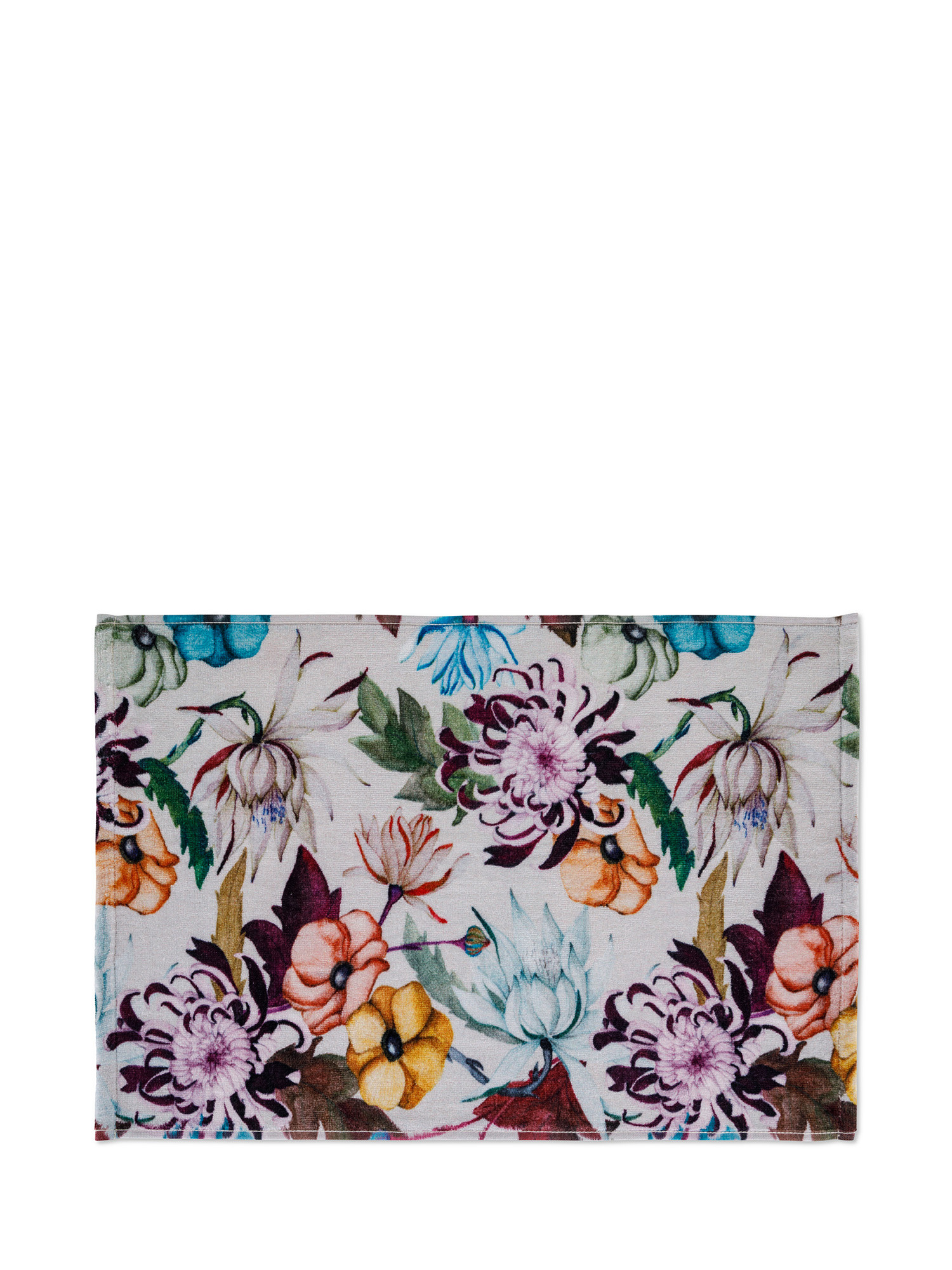 Asciugamano in spugna di cotone velour con stampa floreale, Crema, large image number 1