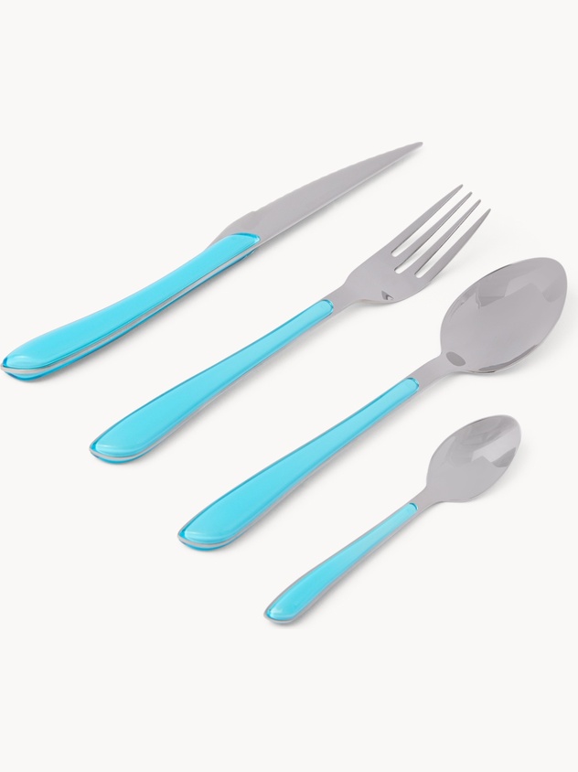 Set of 24 cutlery with colored handles