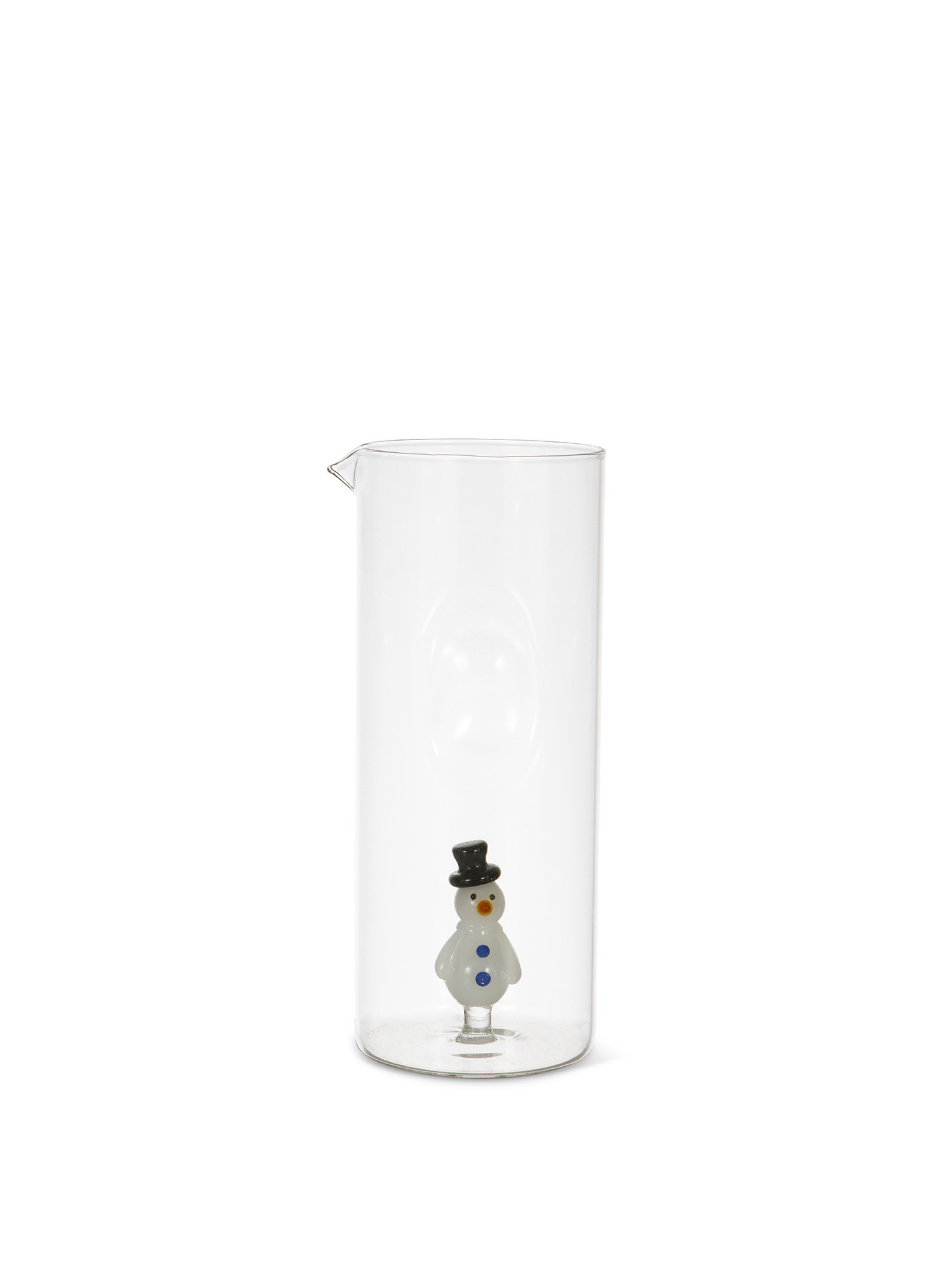 Glass jug snowman detail, Transparent, large image number 0