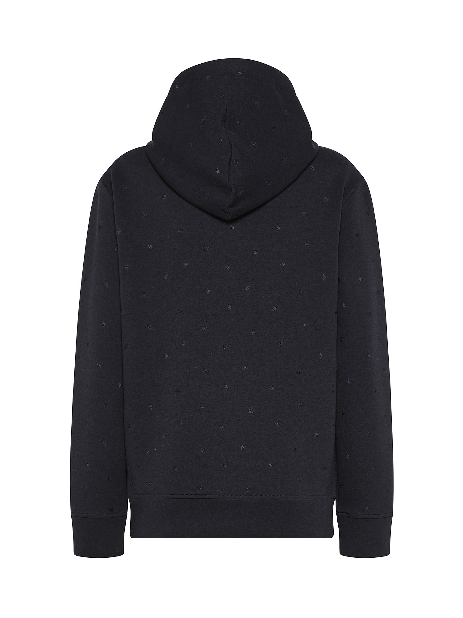 Emporio Armani - Hooded sweatshirt with all-over eagle logo embroidery., Dark Blue, large image number 1