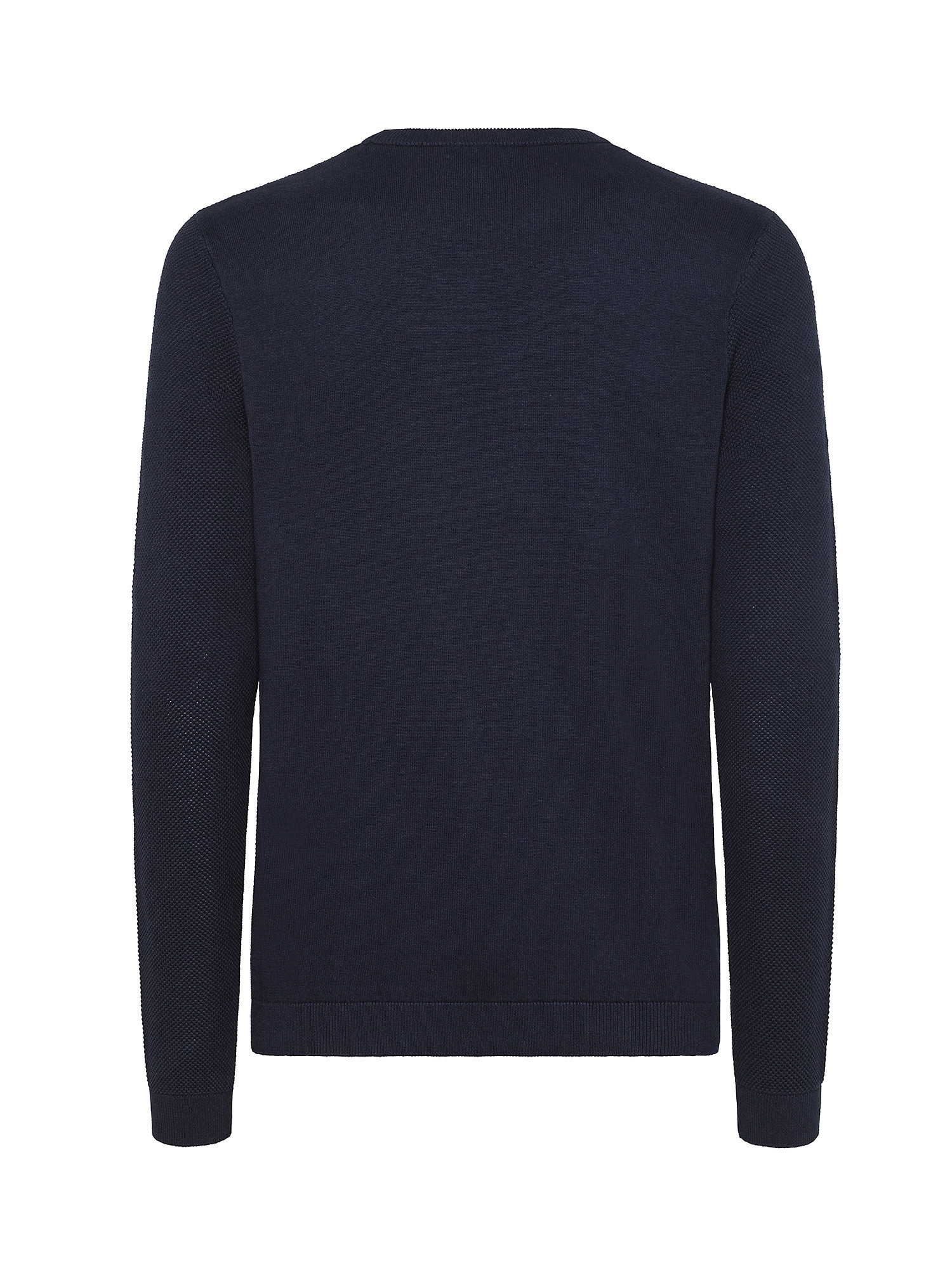 Luca D'Altieri - Crew neck sweater in pure cotton, Dark Blue, large image number 1