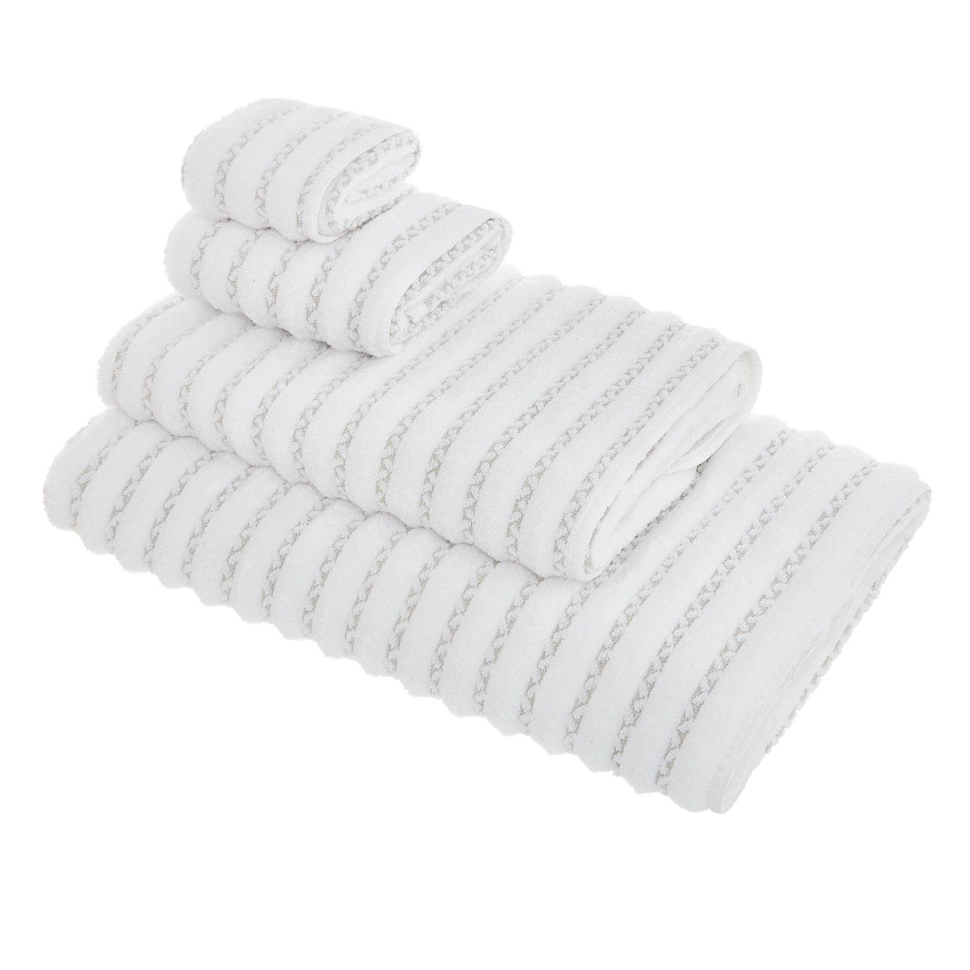 Thermae striped towel in 100% cotton, White, large image number 0