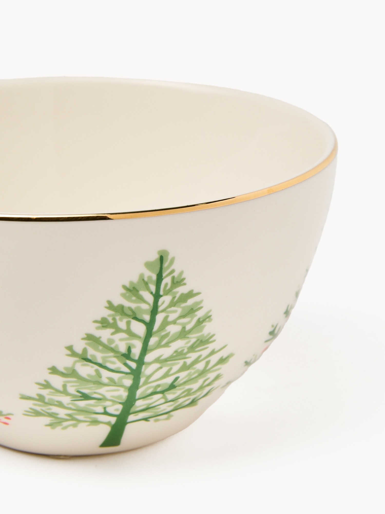 Stoneware small bowl with a Christmas tree motif, Verde/Oro, large image number 1