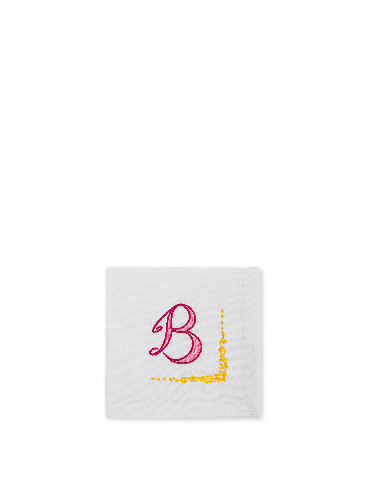 Pure cotton napkin with letter B embroidery, White, large image number 0
