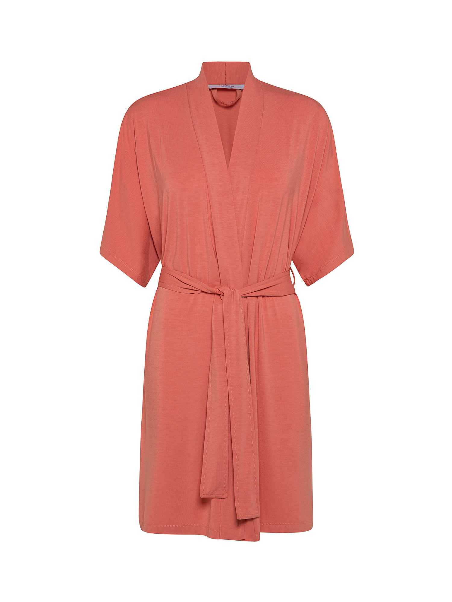 Solid color kimono dressing gown in bamboo viscose, Pink, large image number 0