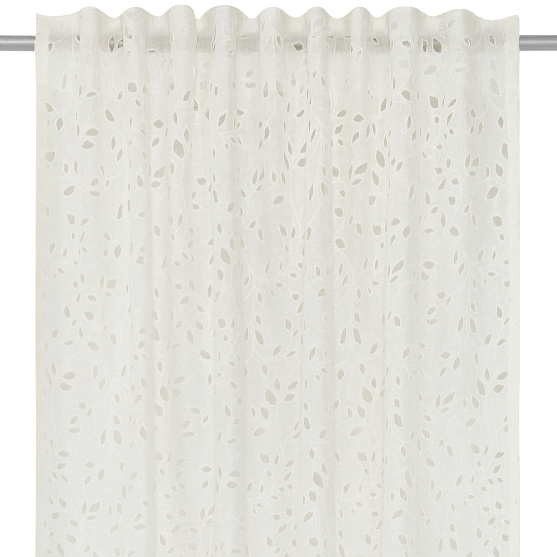 Sangallo linen curtain with hidden loops, White, large image number 3