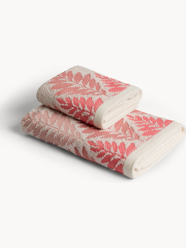 Asciugamano bordo jacquard fantasia foglie