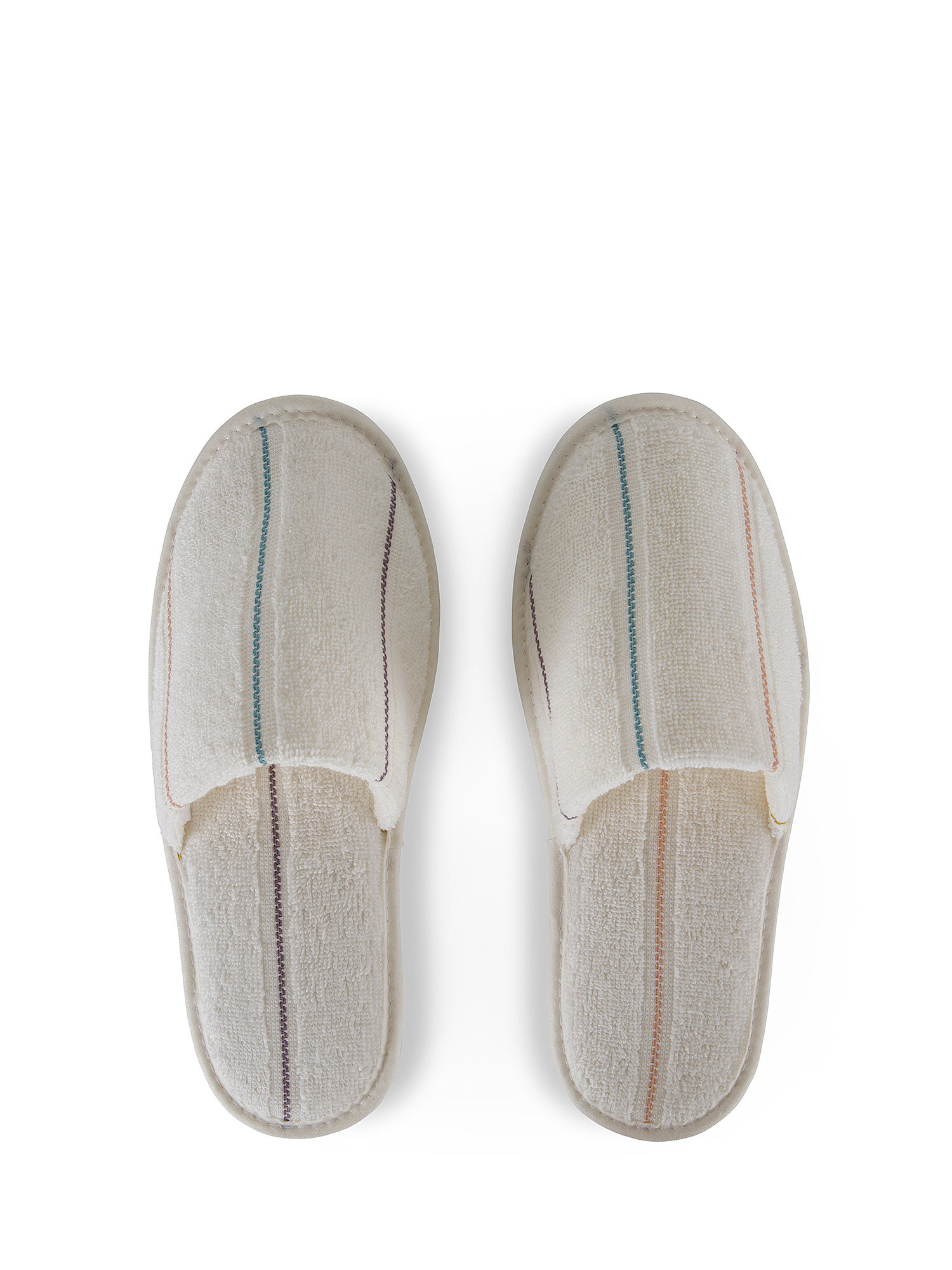 Terry cotton slippers with stitching, White, large image number 0