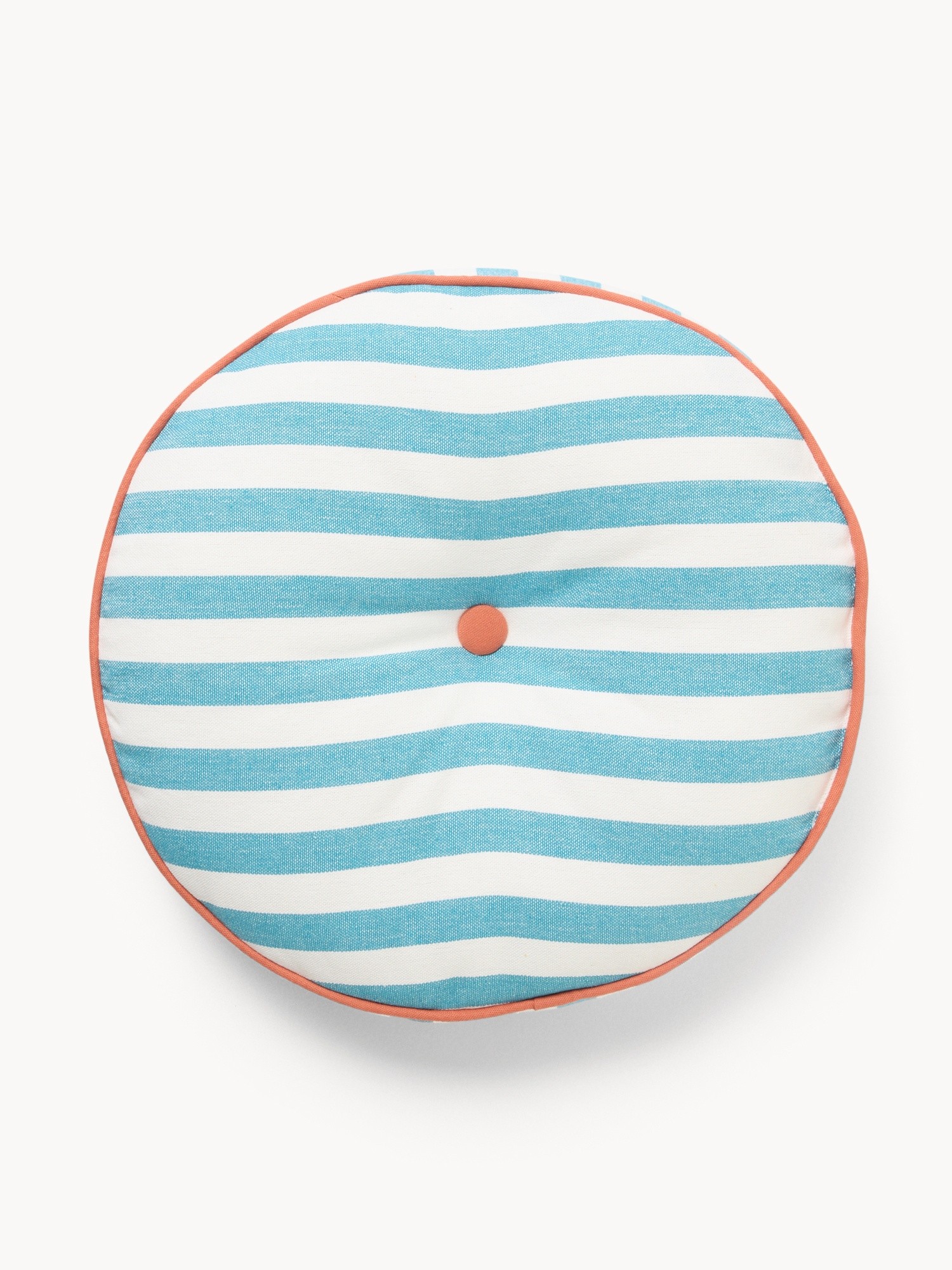 Round Striped Cushion with Button - Introductory Price, Blue, large image number 0