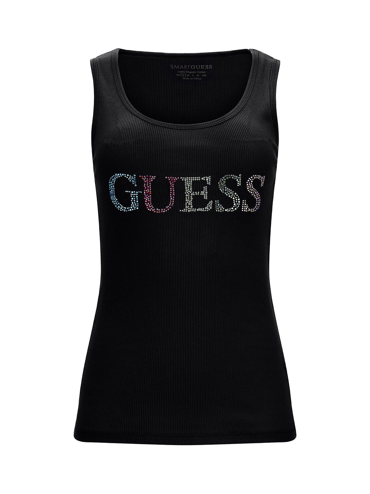 GUESS - Cotton tank top with logo, Black, large image number 0