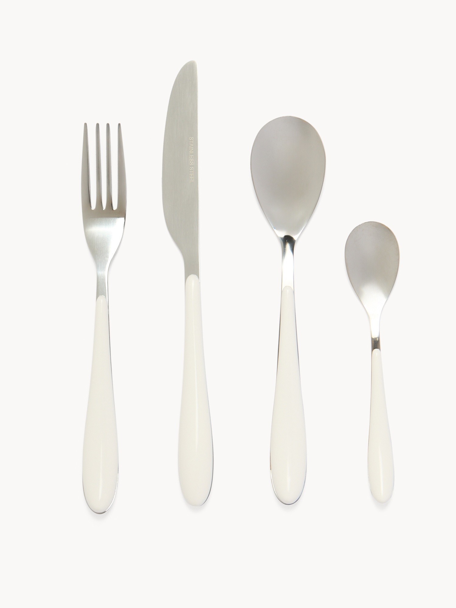 24-piece stainless steel flatware set with plastic handles, Beige, large image number 0