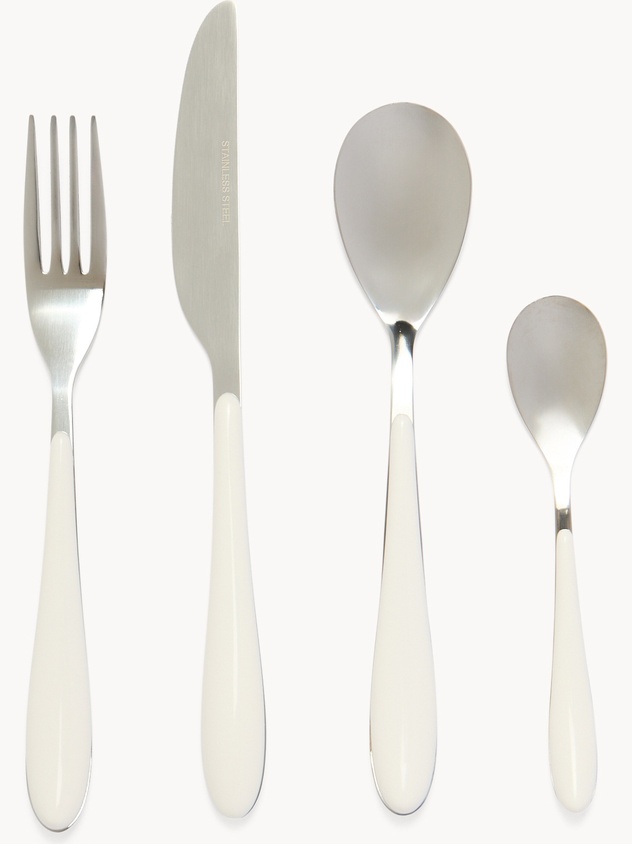 24-piece stainless steel flatware set with plastic handles