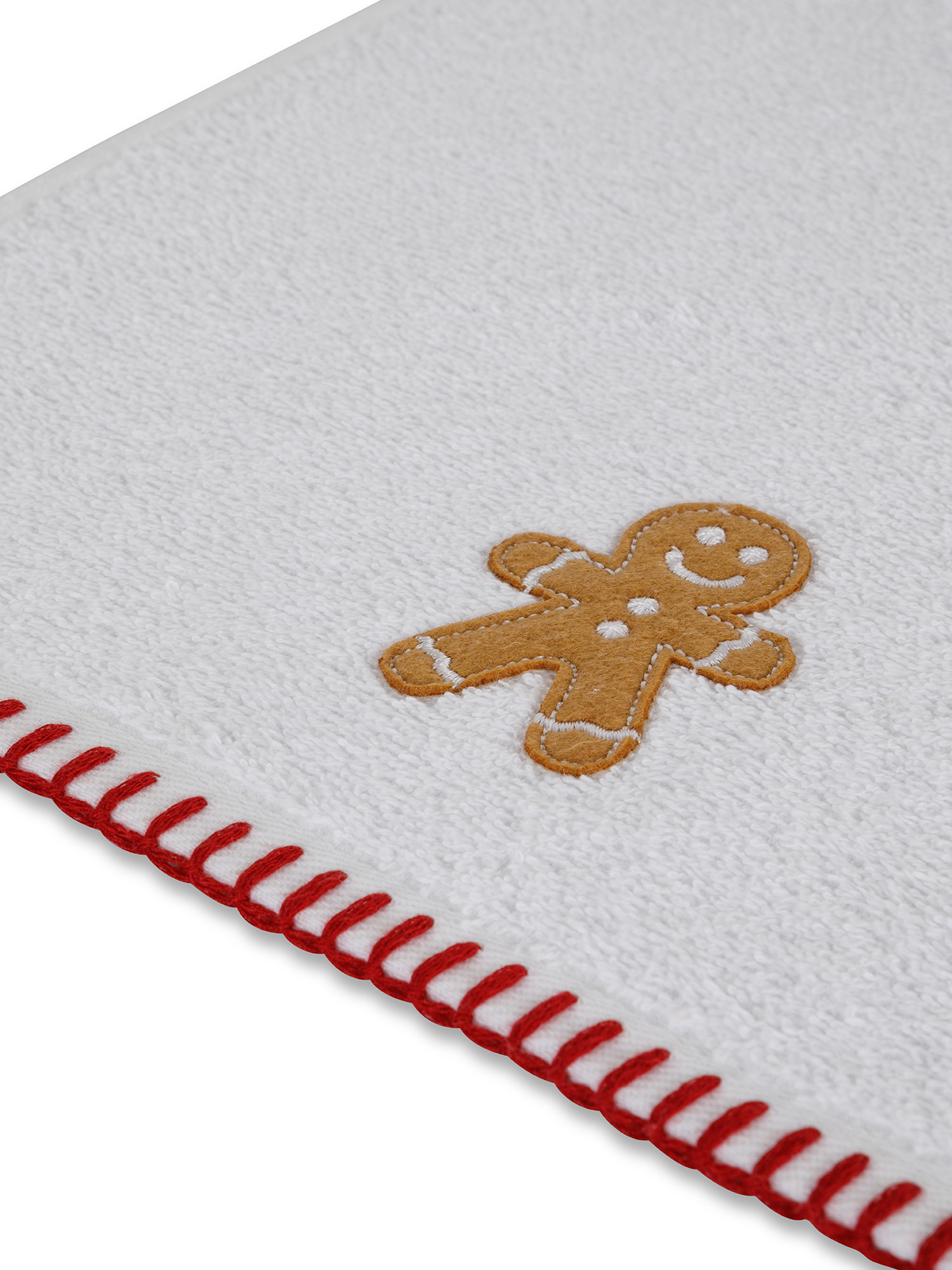 Set 2 asciugamani ricamo gingerbread, Bianco, large image number 2
