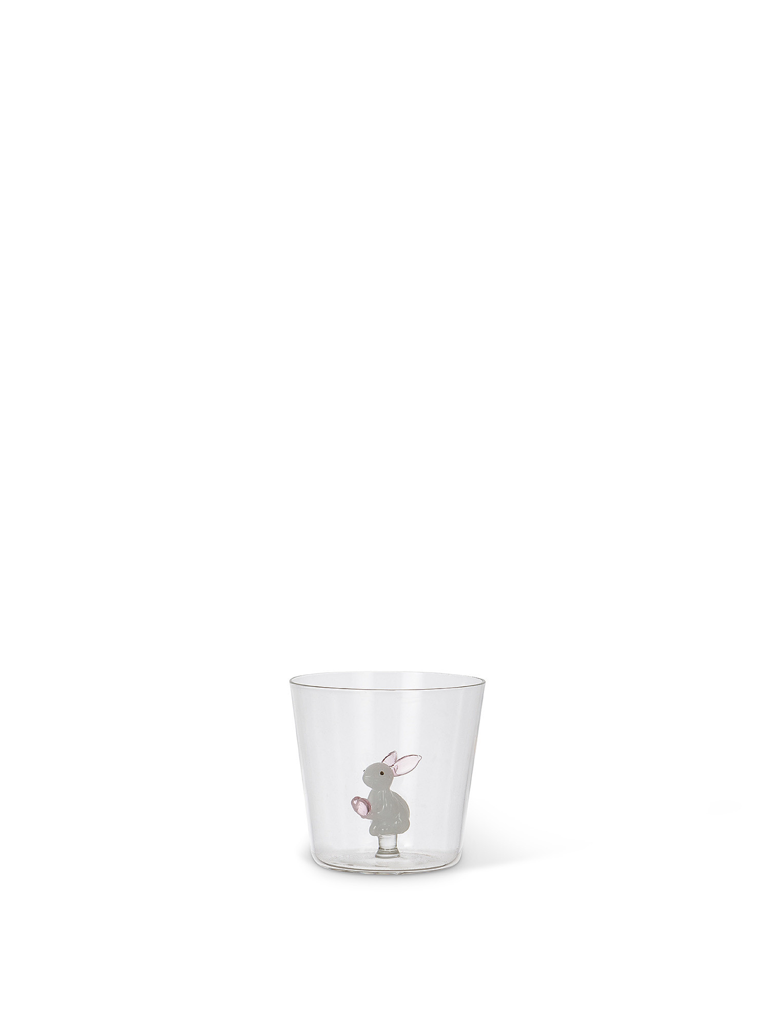 Bicchiere vetro borosilicato dettaglio coniglietto, Trasparente, large image number 0