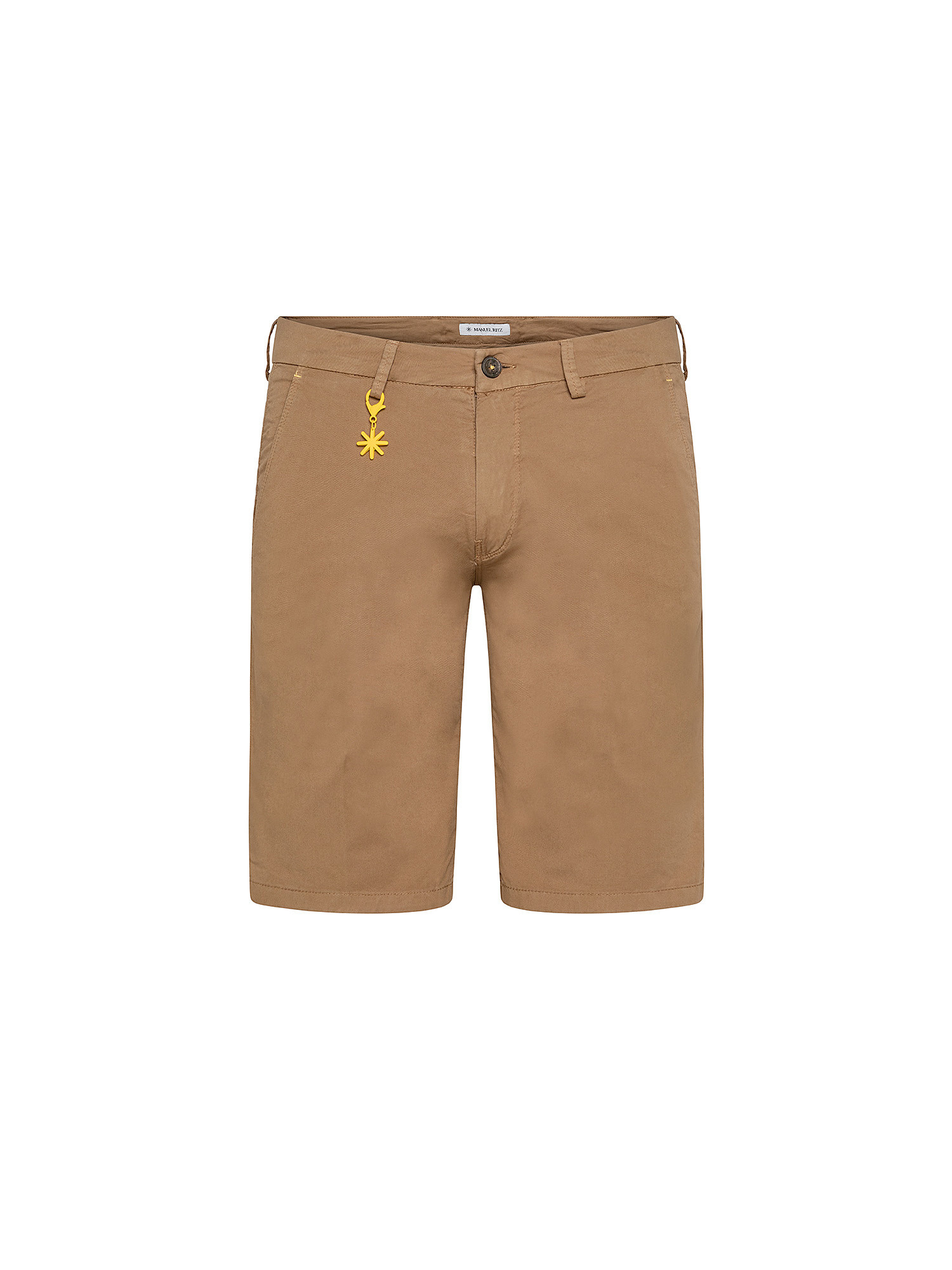 Slim fit dyed cotton bermuda shorts, Light Brown, large image number 0