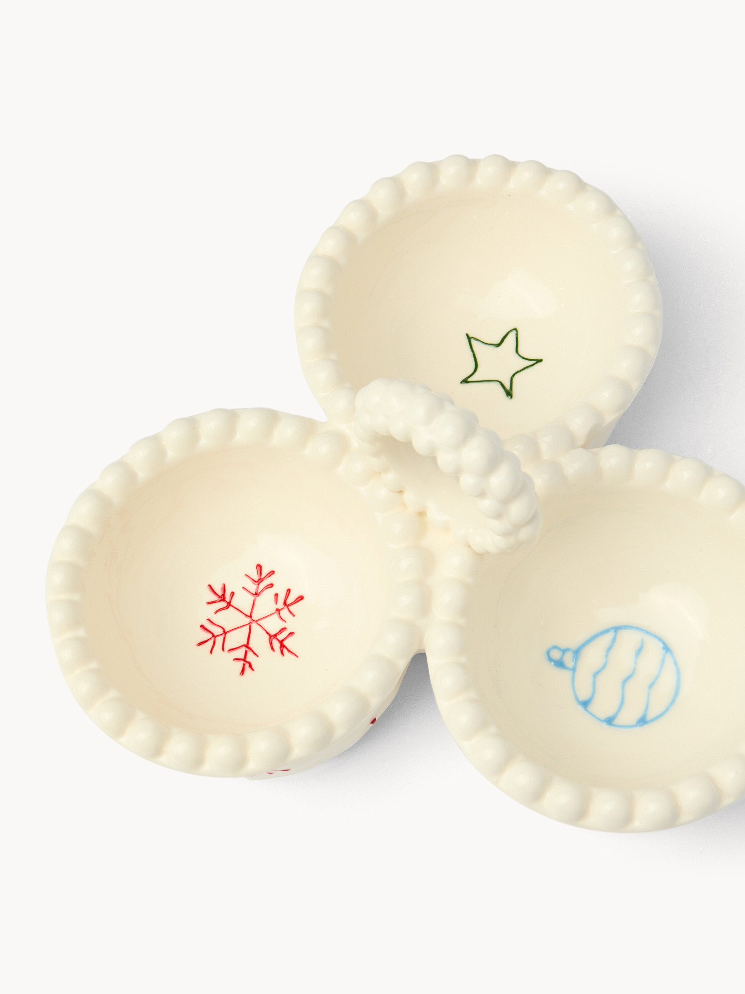 Porcelain Christmas village-shaped appetizer plate, White, large image number 1