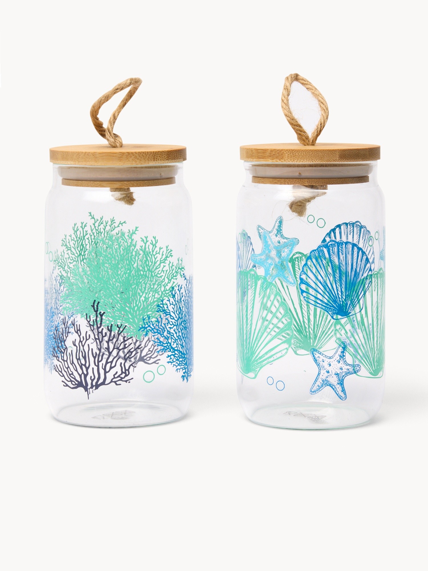 Borosilicate glass jar with bamboo lid - Introductory price, Verde/Azzurro, large image number 0
