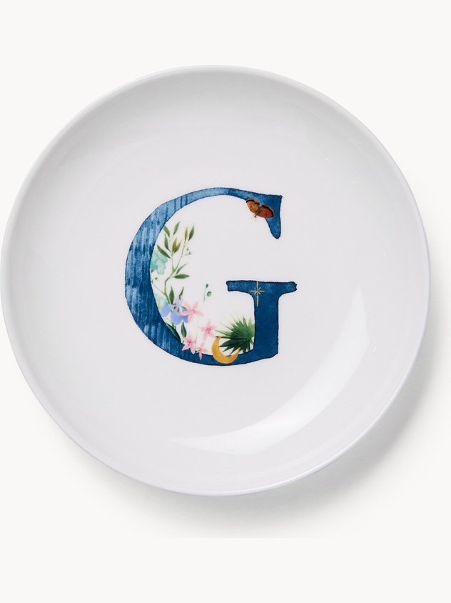 Piattino pane in new bone china lettera G