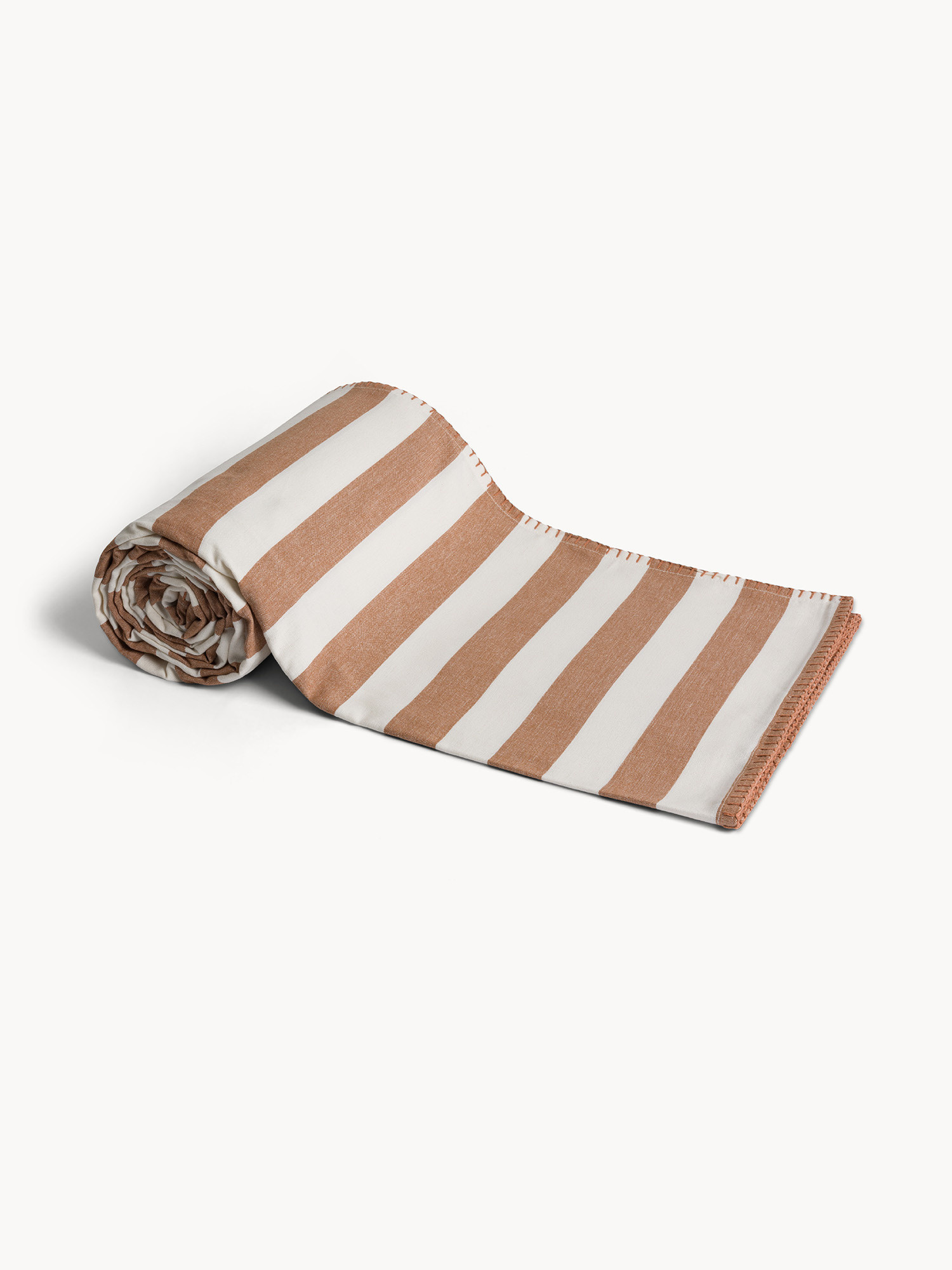 Cotton throw blanket striped print, Beige, large image number 0