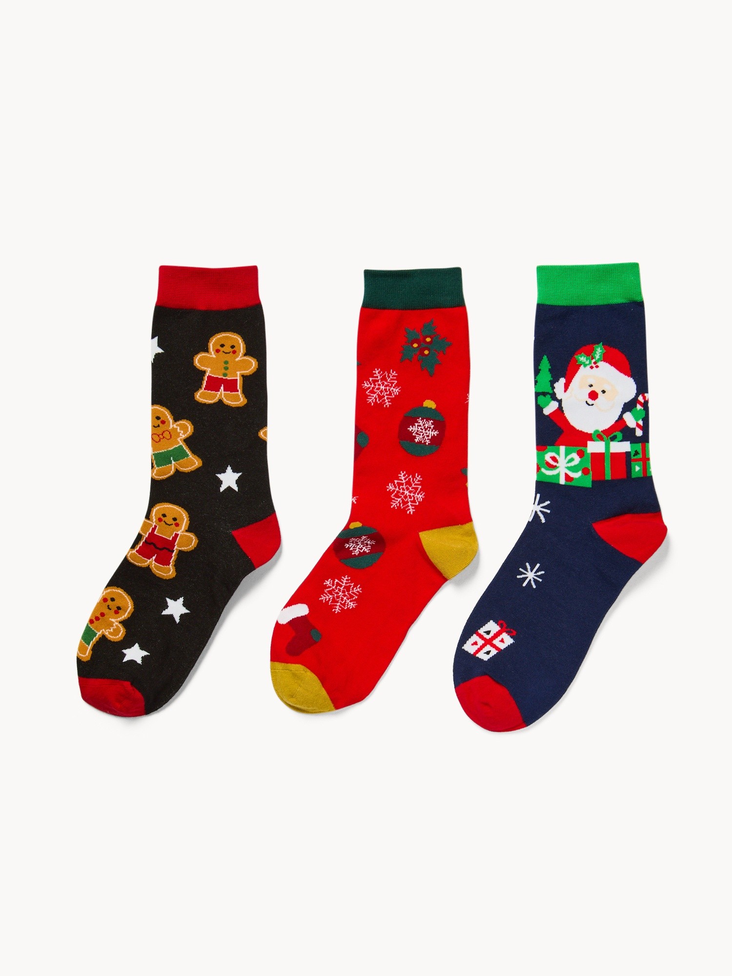 Set 3 Christmas socks with a gift box, Multicolor, large image number 0