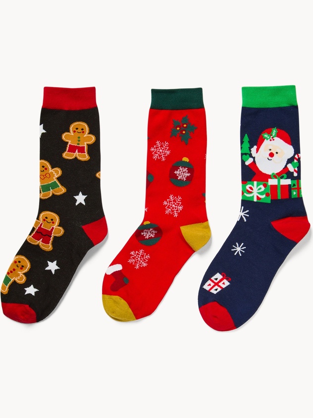Set 3 Christmas socks with a gift box