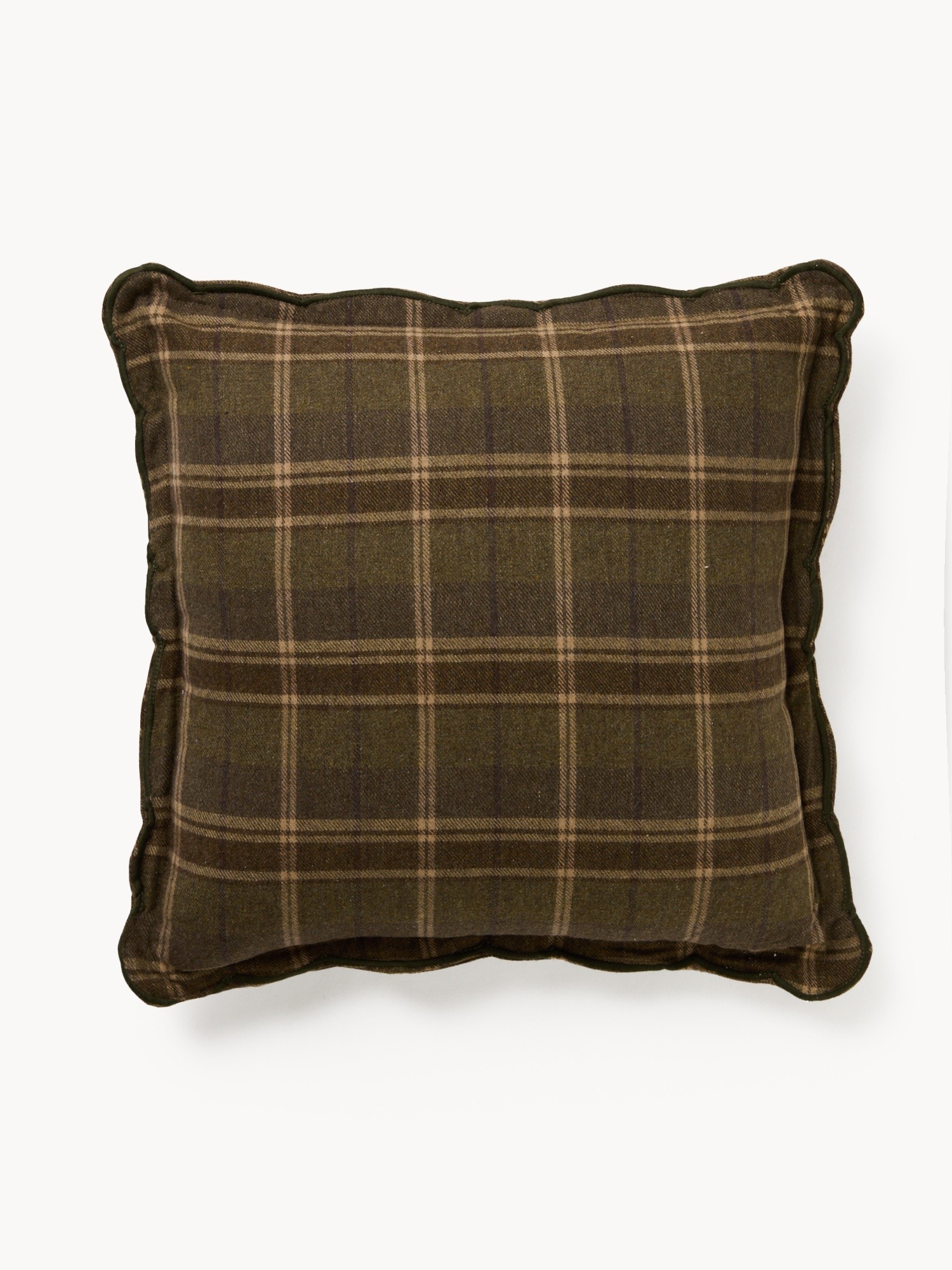Wool-blend twill cushion with check pattern 50x50cm, Hazelnut Brown, large image number 0