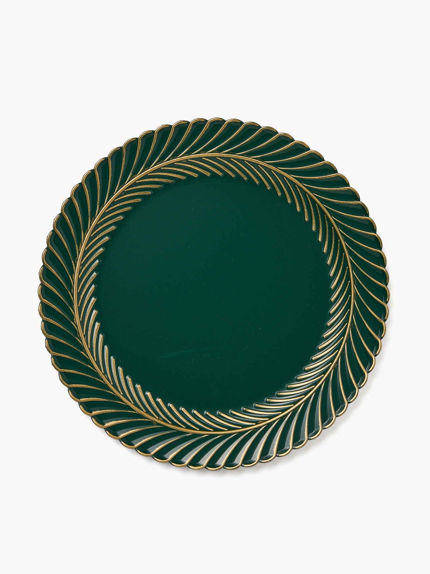 Round charger plate with a decorative edge, Verde/Oro, large image number 0