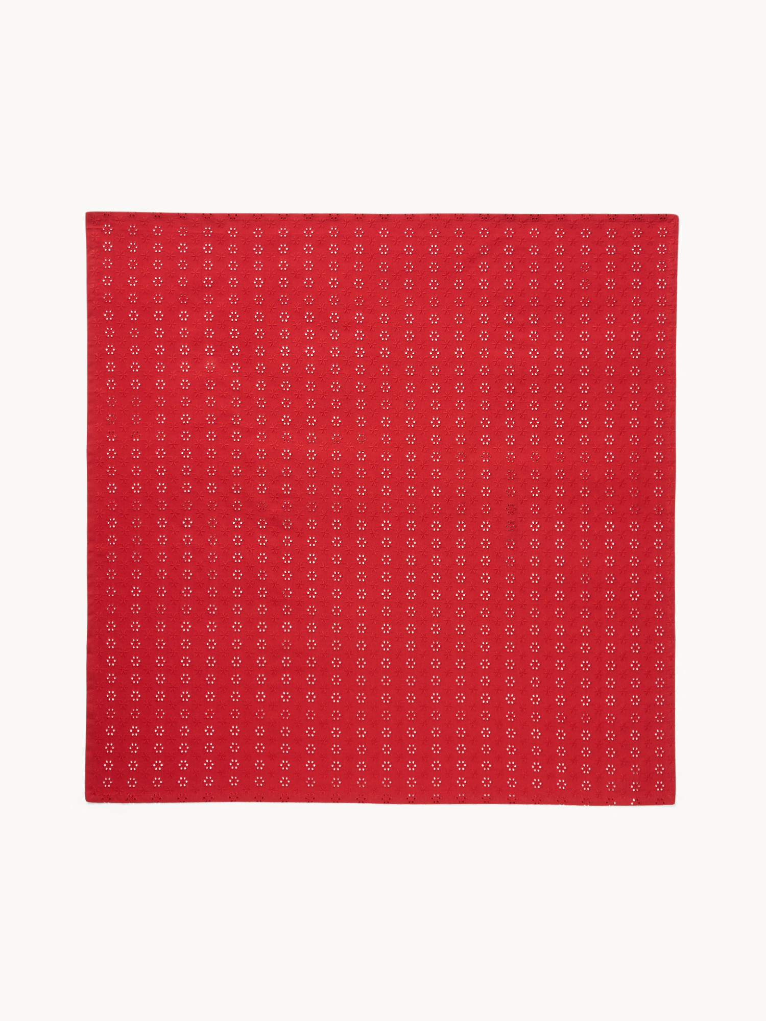 Pure cotton centerpiece with broderie anglaise embroidery, Red, large image number 0