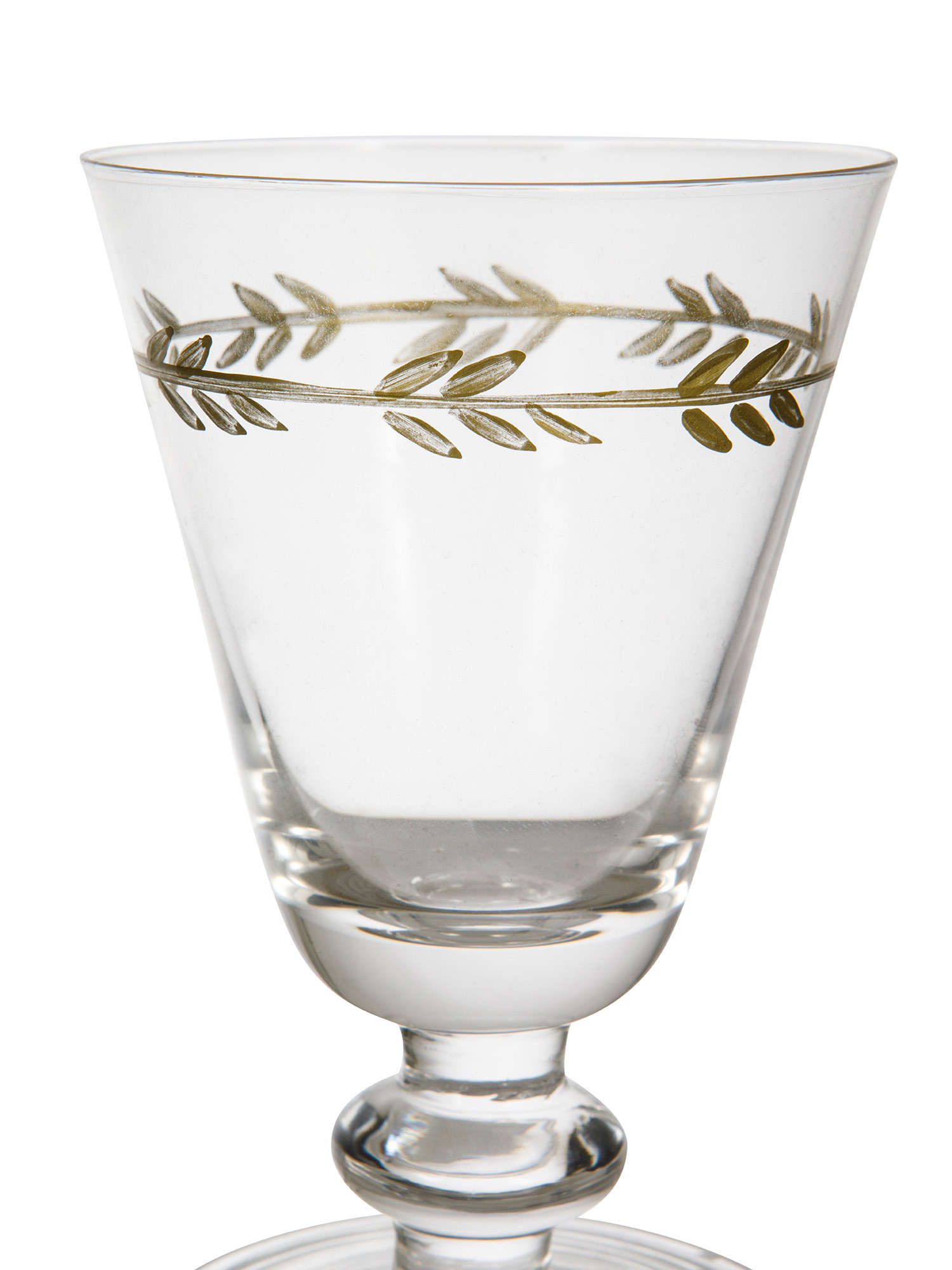 Glass goblet with leaves decoration, Transparent, large image number 1