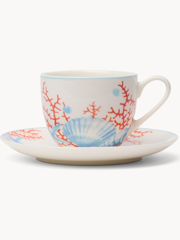 New Bone China Coffee Cup with Marine Decor - Introductory Price
