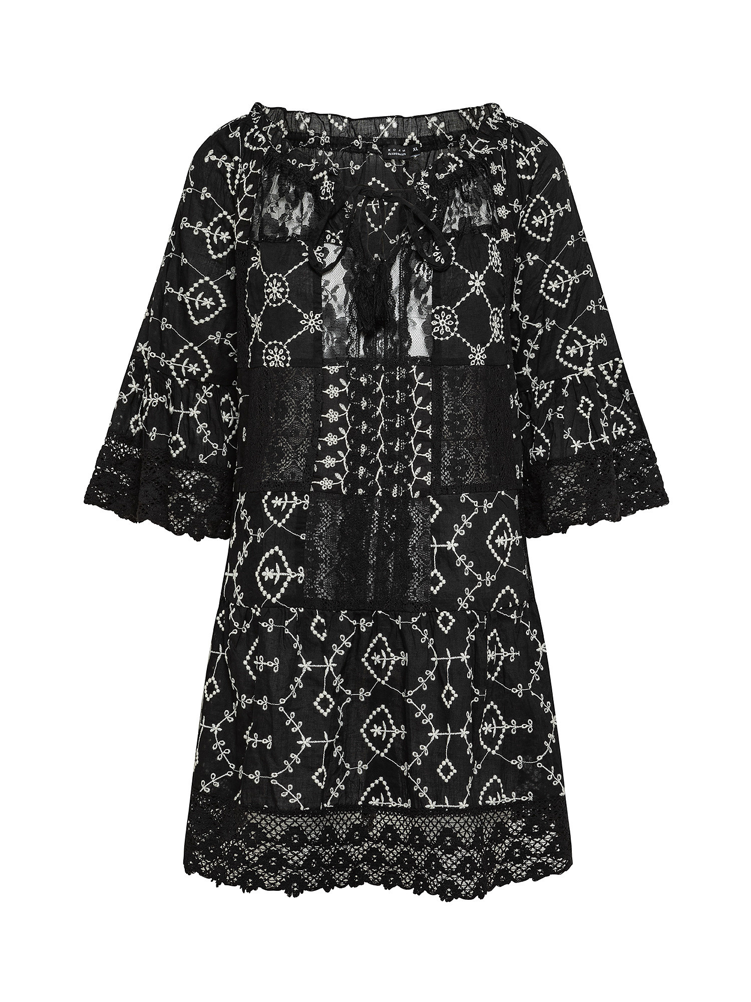 Embroidered voile dress, Black, large image number 0
