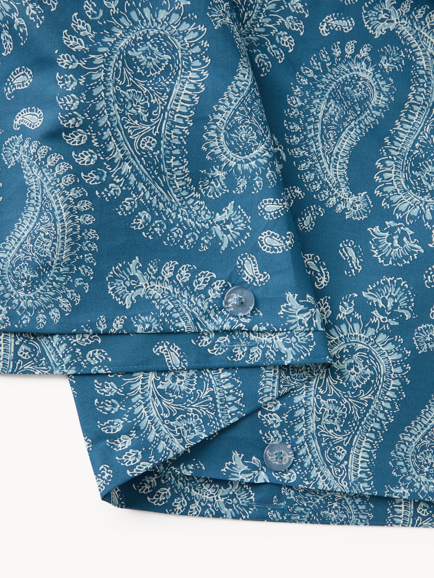 Parure copripiumino in cotone percalle fantasia paisley - Prezzo di lancio, Blu, large image number 1