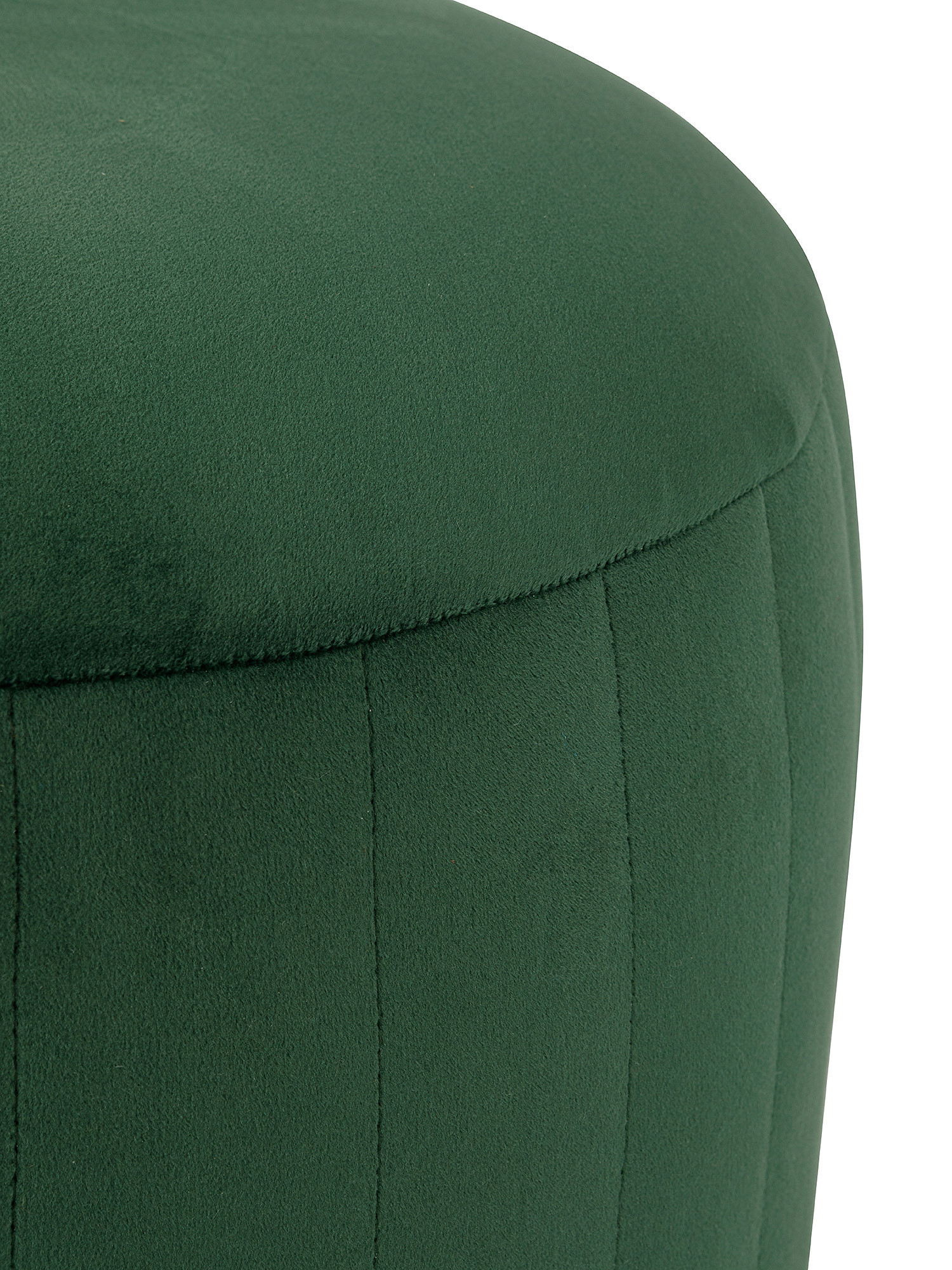 Solid color silk-effect velvet pouf, Dark Green, large image number 1