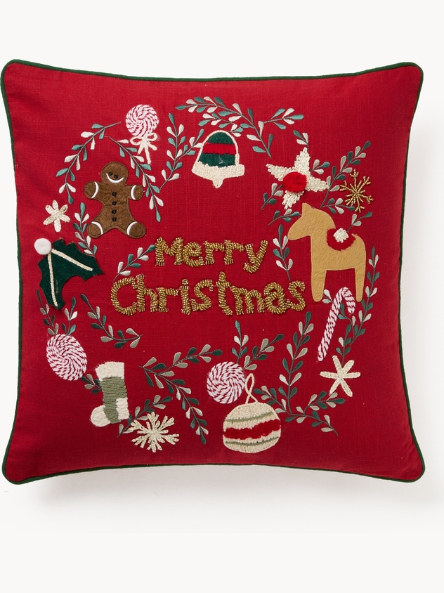 Cushion with Christmas embroidery 45x45cm