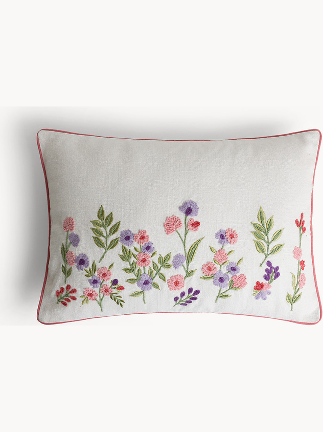 Cuscino 35x50 cm con ricami floreali