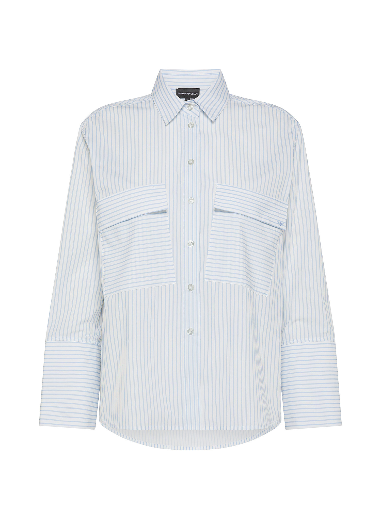 Emporio Armani - Camicia a righe in cotone, Bianco, large image number 0