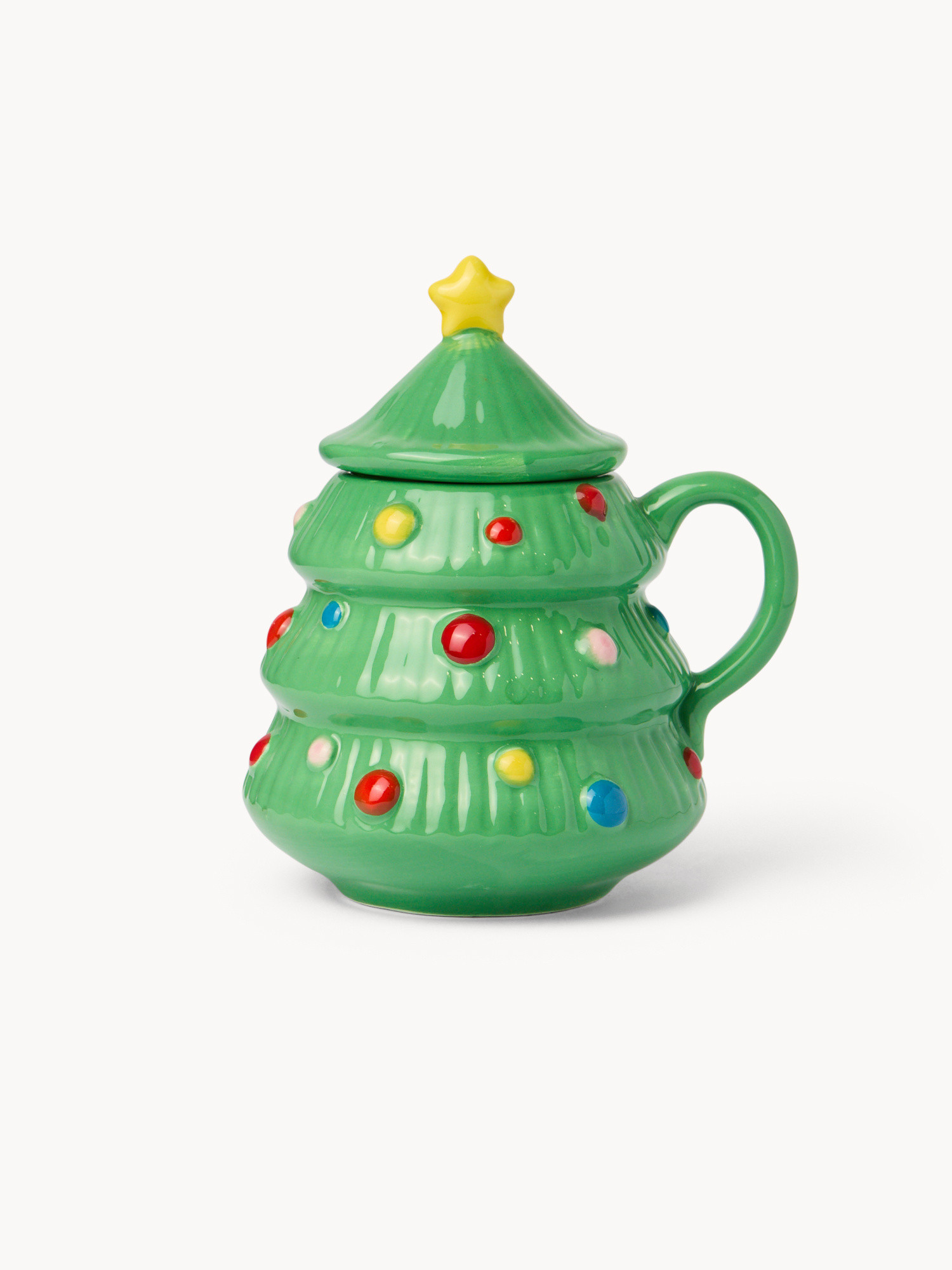 Mug in ceramica a forma di albero di Natale, Verde, large image number 0