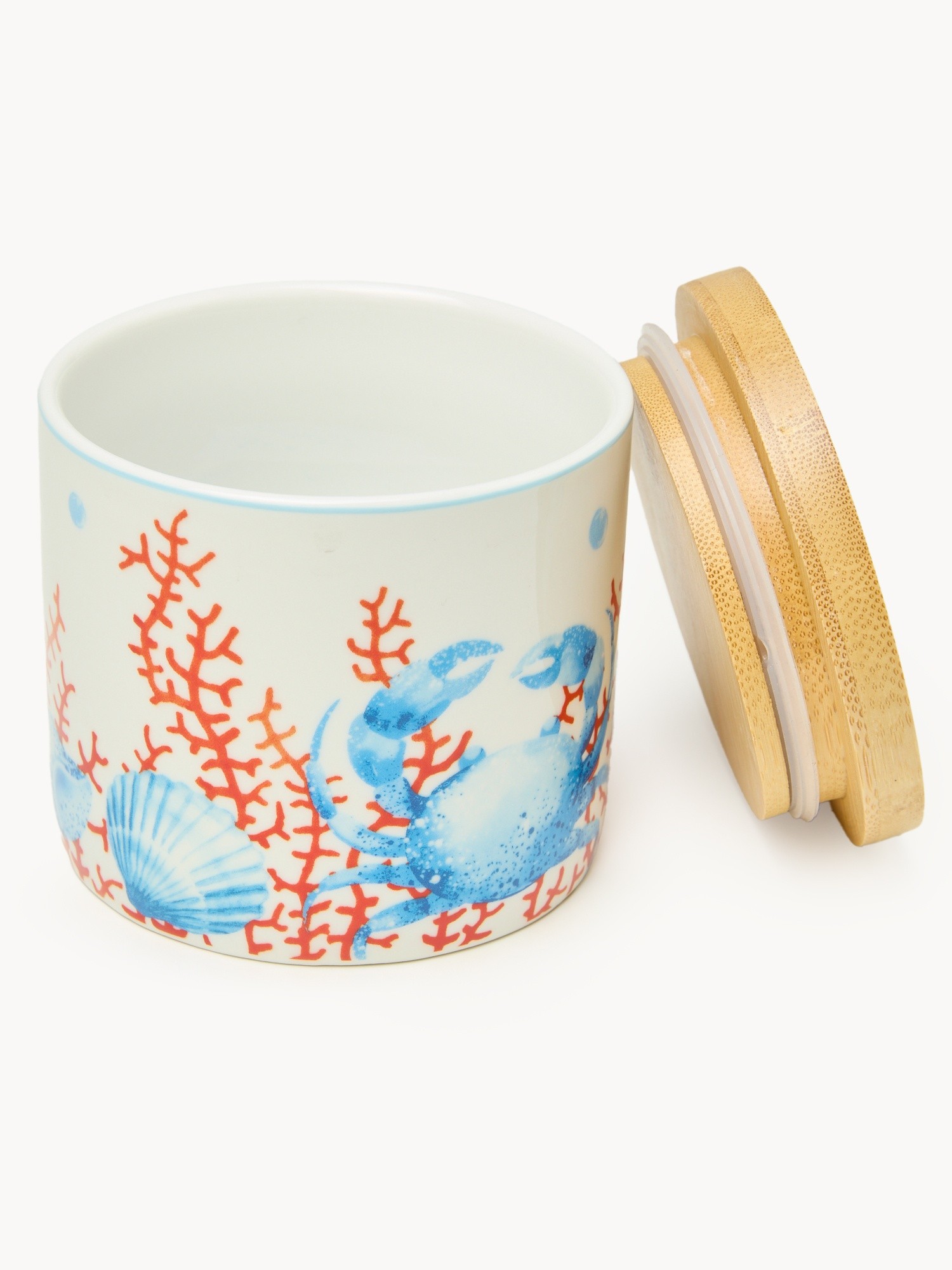 Barattolo new bone china decoro marino - Prezzo di lancio, Bianco/Azzurro, large image number 1