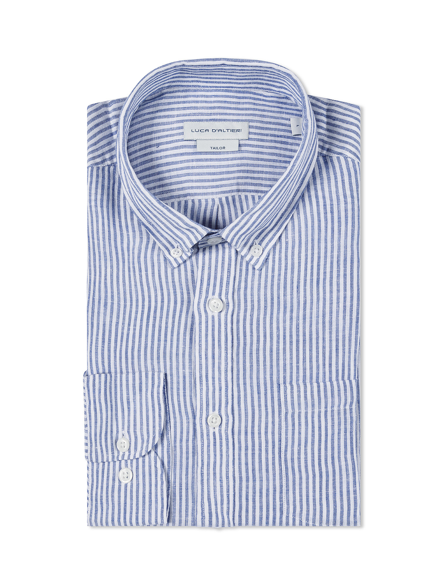Luca D'Altieri - Tailor fit shirt in pure linen, Blue, large image number 2