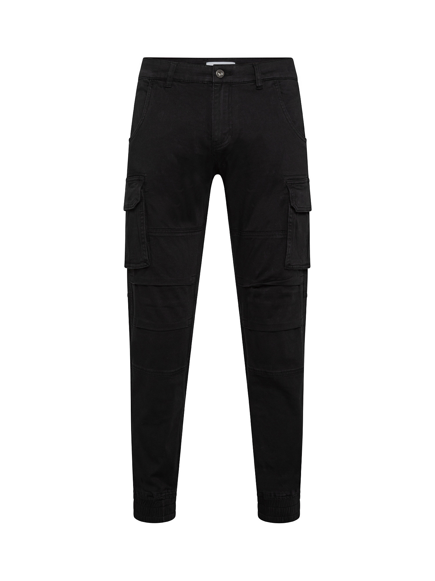 Stretch cotton cargo pants, Black, large image number 0