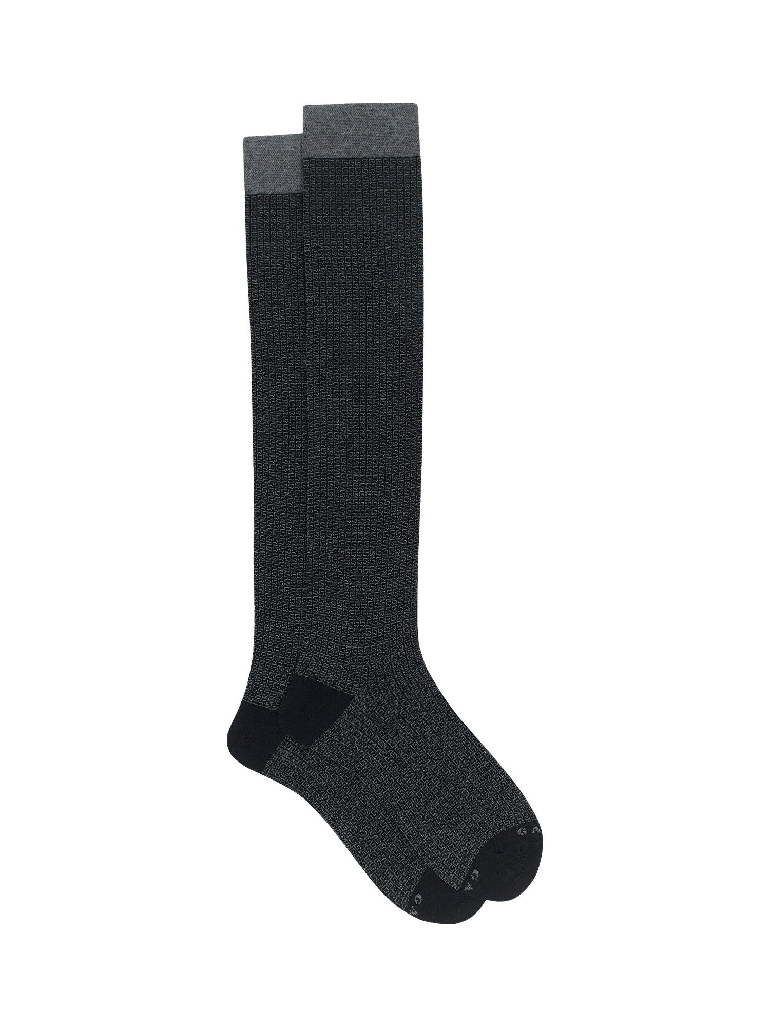 Long patterned sock with G icon, Anthracite, large image number 0