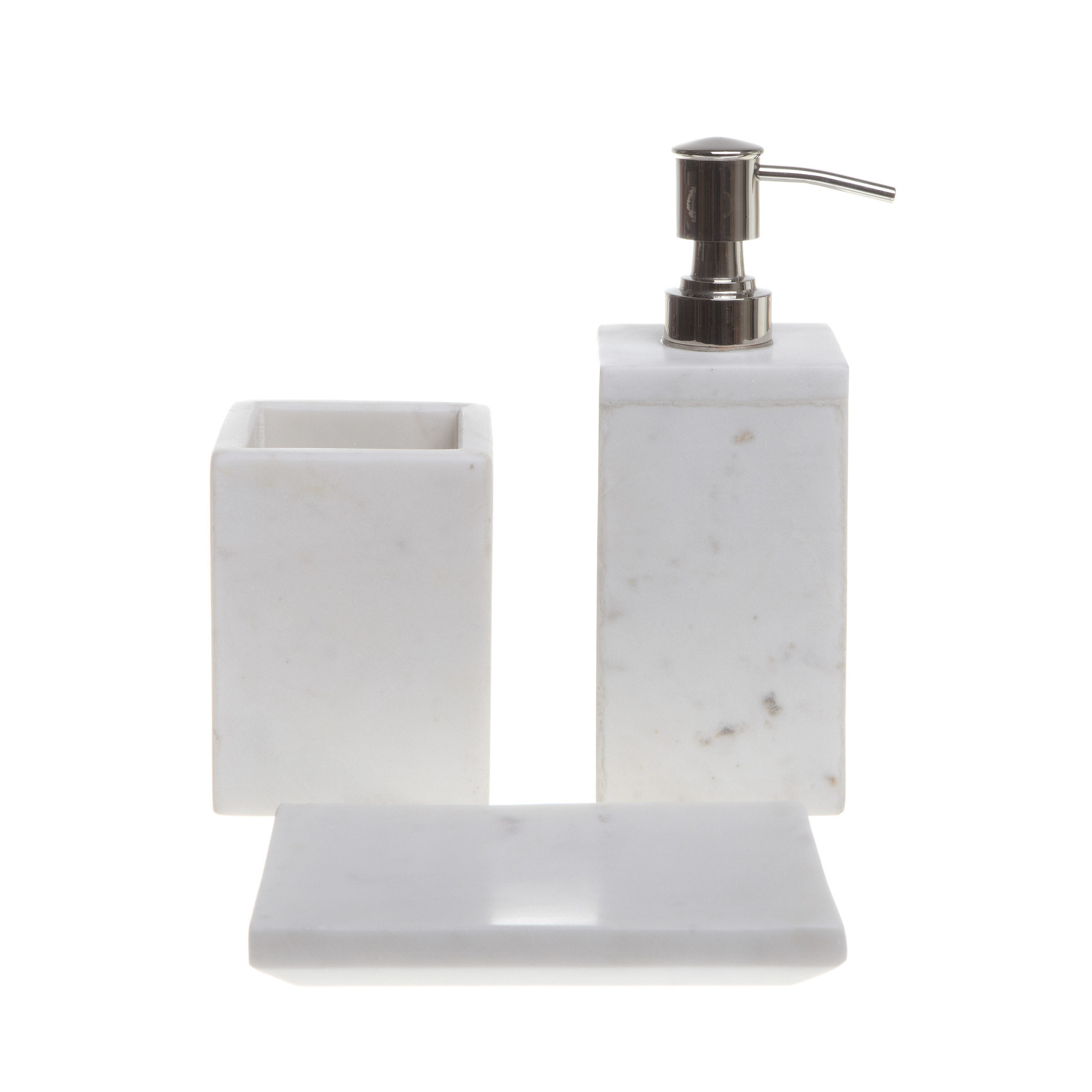 White Marble soap dispenser, White, large image number 1